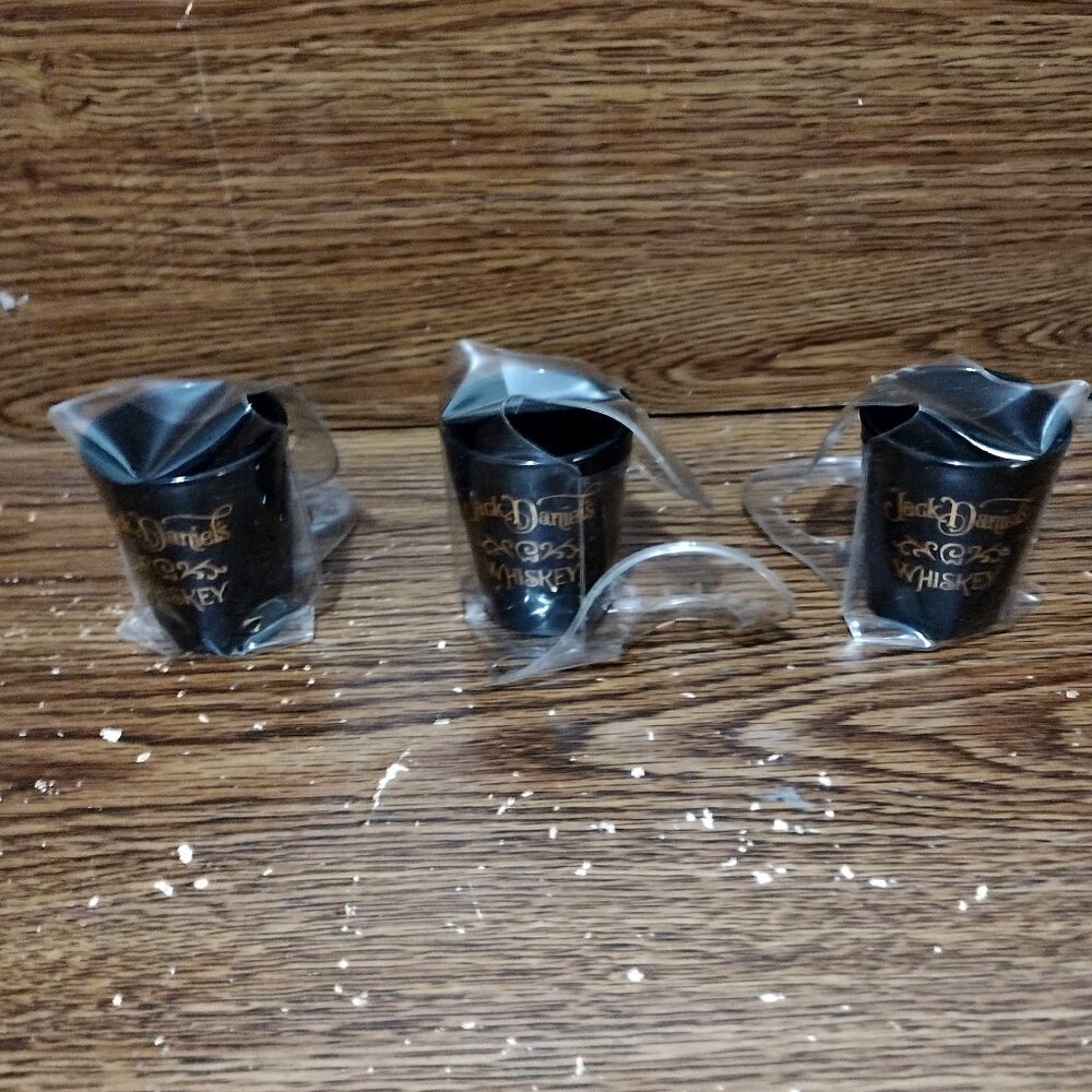 Set of 3 of Jack Daniels Shot Glasses Black Whiskey Shooters